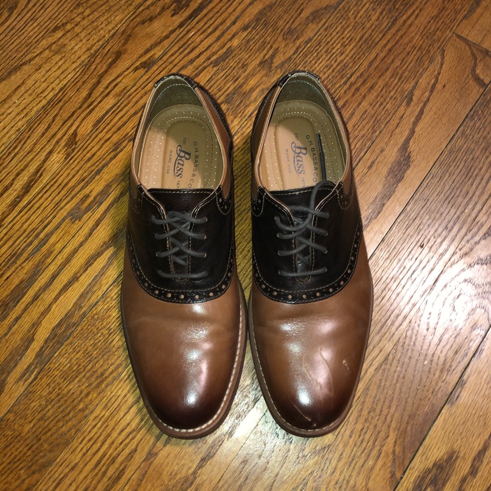 G.H. Bass Bond Brown/Cognac Saddle Shoes Size: 8
